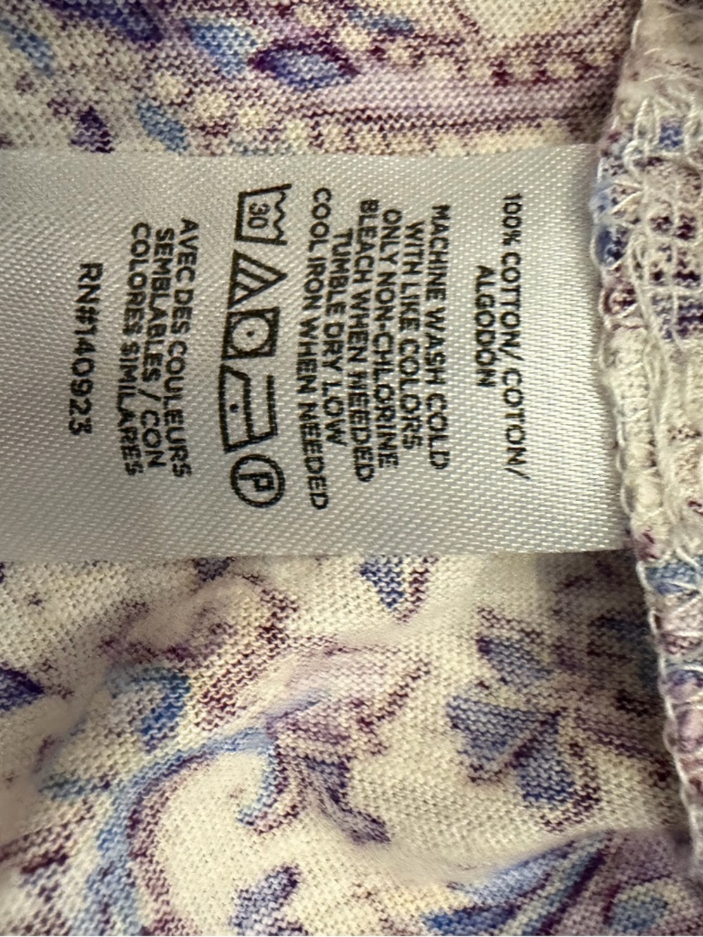 LOFT Purple & White Paisley V-Neck Short Sleeve Top - Picture 5 of 5